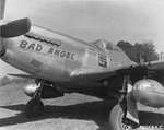 P-51D Mustang “Bad Angel” of the 4th Fighter Squadron assigned to Capt Louis Curdes, Feb 1945. Note the interesting scoreboard. See Comment.