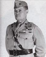 Col Chesty Puller, Commander of Marine Infantry Training Regiment at Camp Lajeune, North Carolina, USA, July 1945