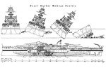 Graphic depiction of torpedo hits and the capsizing of the USS Oklahoma during the Pearl Harbor attack, Dec 7, 1941.