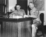 Lt General George Kenney and Maj General Ennis Whitehead, US Fifth Air Force Commander and Deputy Commander respectively, 1944.