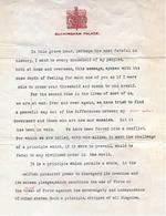 Typed script of the radio address King George VI of the United Kingdom delivered announcing Britain’s entry into the war with Germany, Buckingham Palace, London, England, UK, Sept 3, 1939. Page 1 of 2.