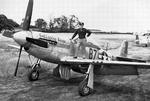 US pilot Lt Robert G Young, Jr of the 374th Fighter Squadron on his P-51D Mustang at Little Walden in Essex, England, early 1945