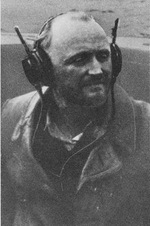 Civilian technician Dr. Kurt Sommermeyer aboard U-537 in the Labrador Sea listening to signals transmitted by Weather Station Kurt (named for Sommermeyer) broadcasting from the Labrador coast, 24 Oct 1943.
