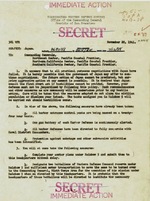 Page 1 of a US Army alert order dated 28 Nov 1941 issued to west coast commands indicating the rising tensions with Japan. The first paragraph is a repeat of the alert issued by George Marshall in Washington, DC.
