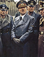 Adolf Hitler, accompanied by Heinz Gudarian (left) and Wilhelm Keitel, touring the Rügenwalde testing grounds in Pomerania (now Dar³owo, Poland) to see the giant railway gun “Dora,” 19 Mar 1943.