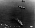 USS Ranger (foreground), USS Lexington (center), and USS Saratoga (background) at anchor off Honolulu, US Territory of Hawaii, 8 Apr 1938 during the exercise Fleet problem XIX. Photo 2 of 2