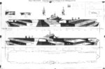 1944 plan for camouflage Measure 33, Design 1a for USS Ranger fleet carrier.