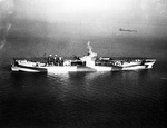 USS Ranger underway in Chesapeake Bay conducting trials following an overhaul, July 1944. Photo 3 of 4.