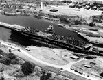 USS Ranger transiting the Gatún Locks of the Panama Canal, 12 Oct 1945