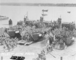 US Marines embarking on LCTs, Peleliu, Palau Islands, 1944