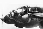 The front of a Heinkel He-111 medium bomber in flight during a bombing mission to London, England, United Kingdom, Nov 1940
