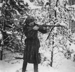 Faye Lazebnik wit PPSh-41 submachine gun, 1942-1944