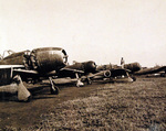 Disabled Japanese aircraft at an airfield near Tokyo, Japan, Sep 1945