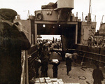 LSM vessel being loaded with China Relief supplies at Huangpu River, Shanghai, early 1946