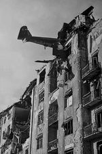 DFS 230 glider, carrying supplies, having crashed into Attila út 35 or Attila út 37, Budapest, Hungary, 4 Feb 1945, photo 3 of 4