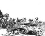 US Marine Sherman tank and a Jeep, Guam, Jul-Aug 1944