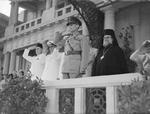 King George II of Greece in Alexandria, 1942; note Baker Pasha, Admiral Henry Harwood, and Patriarch Christoforos