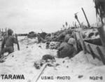 US Marines on a beach at Tarawa, Gilbert Islands, 20-23 Nov 1943