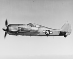 Captured Focke-Wulf Fw-190 Würger being flight tested in the United States, probably out of Wright Field near Dayton, Ohio, circa Mar 1944.