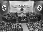 Adolf Hitler speaking to the Reichstag at the Kroll Opera House, Berlin, Germany, 19 Jul 1941