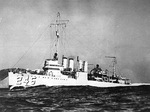 Four-stack destroyer USS Reuben James underway, 1930s.