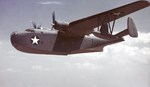 PBM-3 Mariner in flight, probably on a test flight over southern California, United States, late 1942.