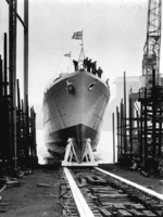 Launching of HMS Kelly at the Hawthorn Leslie yard, 25 Oct 1938