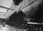 Damaged HMS Kelly at Hawthorn Leslie yard, Hebburn, England, United Kingdom, mid-1940