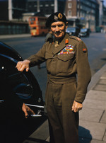 Field Marshal Sir Bernard Montgomery on a London street, late 1944.