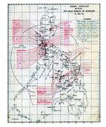 United States Army map showing all identified Japanese airfields within 300 miles of the Philippine island of Mindoro. This map was prepared as part of the Mindoro invasion plans, 15 Dec 1944.