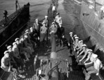 Crew of USS S-44 around the deck gun, Brisbane, Australia, Aug-Sep 1942