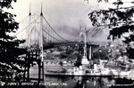 Cruiser USS Portland steaming under the St. John’s Bridge over the Willamette River in Portland, Oregon, United States, 1937.