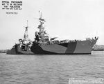 Cruiser USS Portland as seen off Mare Island Naval Shipyard, California after overhaul, 30 Jul 1944. She is painted in Measure 32, Design 7D. Photo 2 of 2