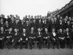 Hopkins, Churchill, King, Winant, and others at Painted Hall, Greenwich Naval College, Greenwich, England, United Kingdom, 25 Jul 1942