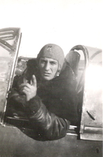 Stefanica Paunescu in the cockpit of his FN.305 aircraft, 1940s, photo 1 of 2