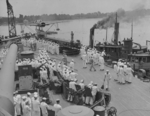 Commissioning ceremony of USS New Jersey, Philadelphia Navy Yard, Pennsylvania, United States, 23 May 1943, photo 11 of 25
