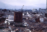 A safe admist bomb damaged landscape,Tokyo or Yokohama, Japan, fall 1945
