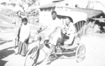 US servicemen with cycle rickshaw, Calcutta, India, late 1944