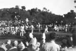 Spectators watching a fire walker, Calcutta, India, late 1944, photo 2 of 5