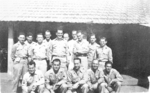 Members of X-ray group of the US Army Medical Detachment 1340, Fiji, 1942-1944; Harry Peters in background