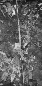Aerial photo of Sobibór, occupied Poland, 30 Sep 1941; photo taken by German Luftwaffe personnel