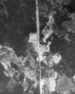 Aerial photo of Sobibór concentration camp, Poland, 1943