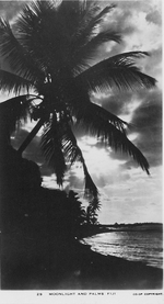Postcard featuring beach scenery, Fiji, 1940s