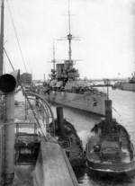 Battleships Parizhskaia Kommuna and Marat at Kronstadt, Leningrad, Russia, 1925