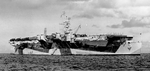 Independence-class carrier USS Monterey at anchor at Eniwetok, Marshall Islands, 6 Sep 1944. Her paint scheme is Measure 33, Design 3d. Photo 2 of 2.