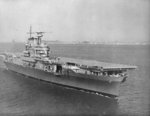 Newly commissioned aircraft carrier USS Hornet (Yorktown-class) in Hampton Roads, Virginia, United States, 27 Oct 1941.