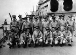 United States Marine Corps honor guard assigned to the Japanese surrender ceremonies aboard the USS Missouri in Tokyo Bay, 2 Sep 1945. Photo 2 of 2.