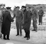 General Bernard Montgomery and King George VI of the United Kingdom as the king came ashore at Graye-sur-Mer, Normandy, France, 16 Jun 1944.