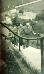 US servicemen climbing the steps of the Lion