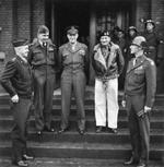 General Omar Bradley, Air Chief Marshal Arthur Tedder, Supreme Allied Commander Dwight Eisenhower, Field Marshal Bernard Montgomery, and General William Simpson at a command conference, 8 Dec 1944.